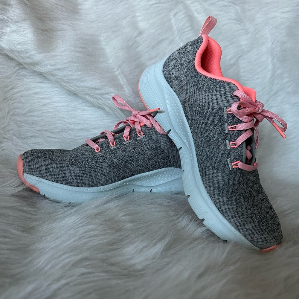 Sketchers Gray and Pink Athletic Sneakers